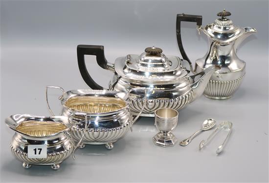 A plated tea set and other items